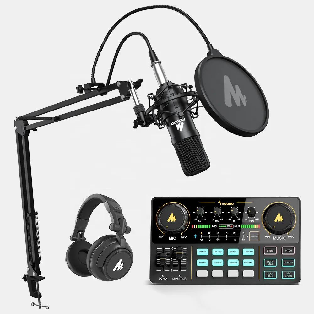 Mixer　MAONOCASTER　Interface　Audio　Card　Microphone　Mixer　Podcast　with　Professional　Sound　Studio　bundle　Audio　Card|　Recording　Sound