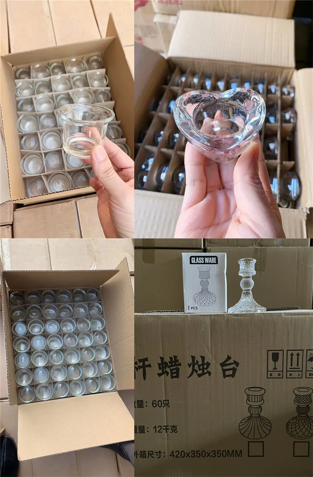 Cheap Decoration Crystal Round Chunky Glass Candle Holder Small Clear