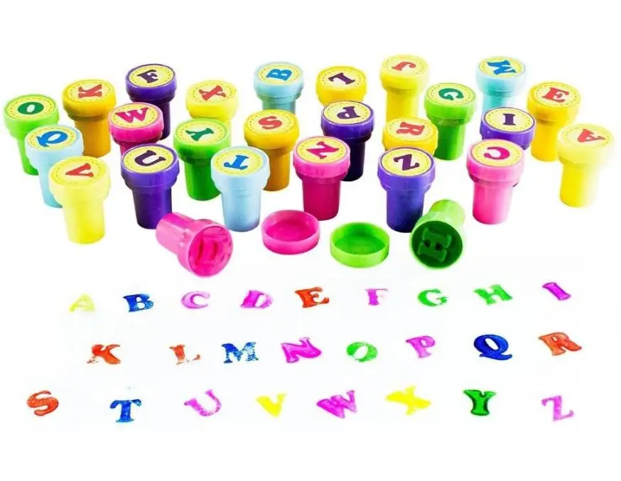 26 Pcs Alphabets Letters Round Stamp Seal Children Gifts Toys Self