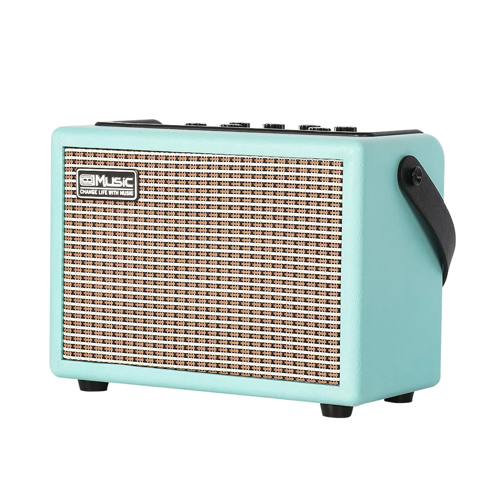 15W 충전식 버스킹 앰프, 리튬 배터리 무선 연결 및 리버브 기능 포함, 마이크 입력 지원 일렉트릭 기타 콤보, 6.35mm