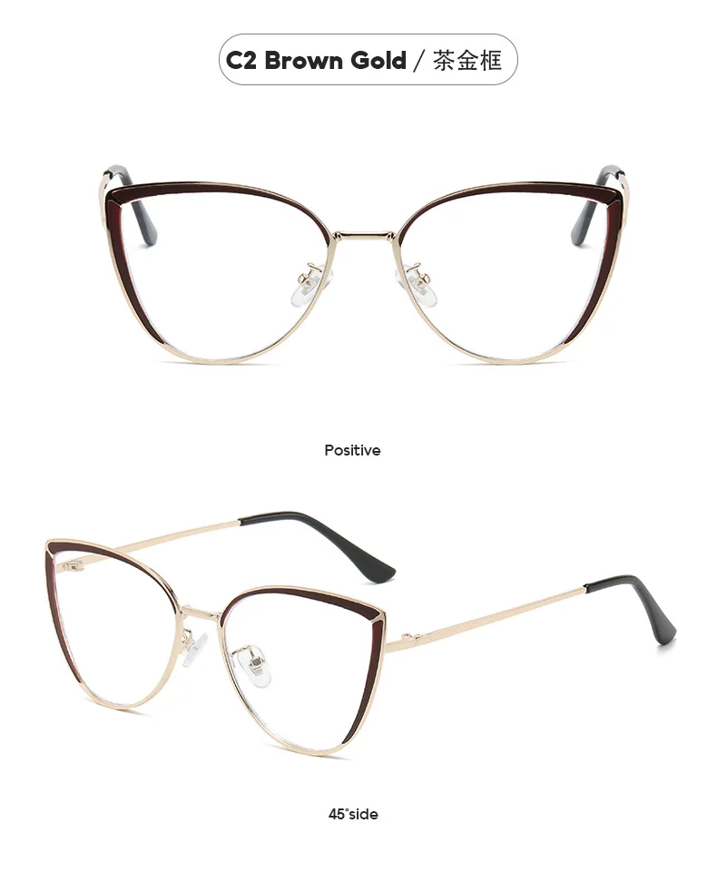 Wholesale Eyeglasses Frames Trending Glasses Metal Temple Cat Eye