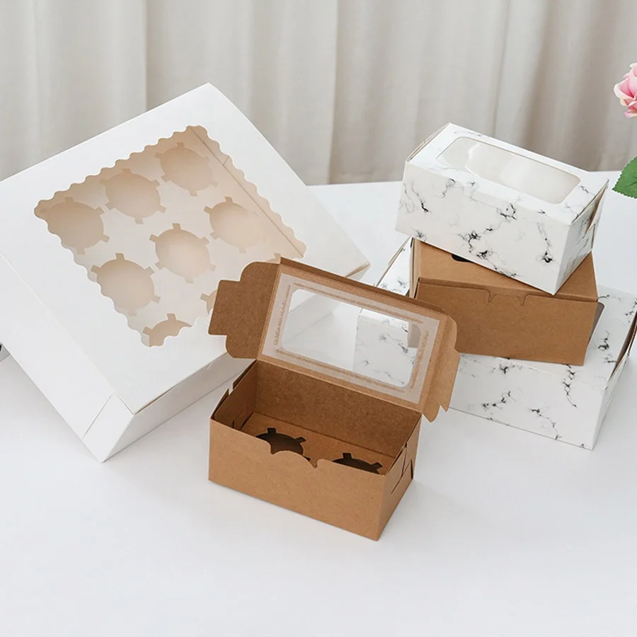 Holes Folders Bakery Cupcake Box Paper Cake Box Clear Paperboard ...