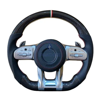 Customized Carbon Fiber Perforated Leather Steering Wheel For Mercedes Benz Amg A45 C63 G500 W204 W211