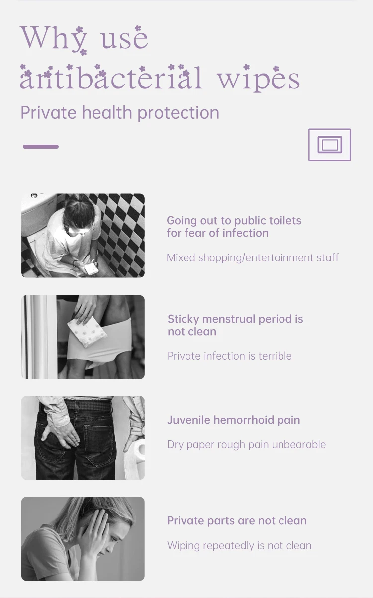 Feminine Wipes Private Label Individually Wrapped Odor Control For