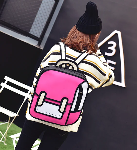 2d Drawing Cartoon Bag, 2d Cartoon Backpack, 3d Backpack Drawing