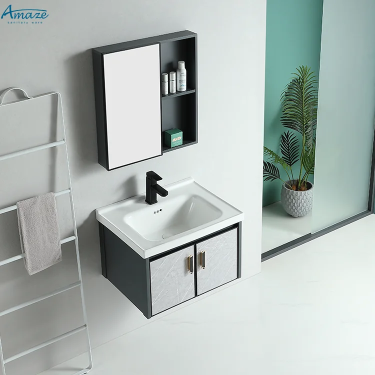 Wholesale custom high quality wall mounted aluminum mirror bathroom cabinet vanity sink details