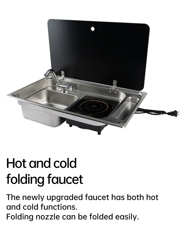 Rv Stainless Steel Stove Sink And Induction Cooker Combination Unit