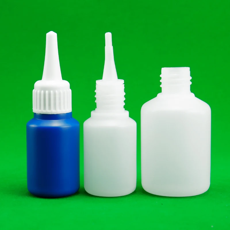 HDPE Plastic Bottles with Nozzle Cap Empty Cyanoacrylate Adhesive Bottles