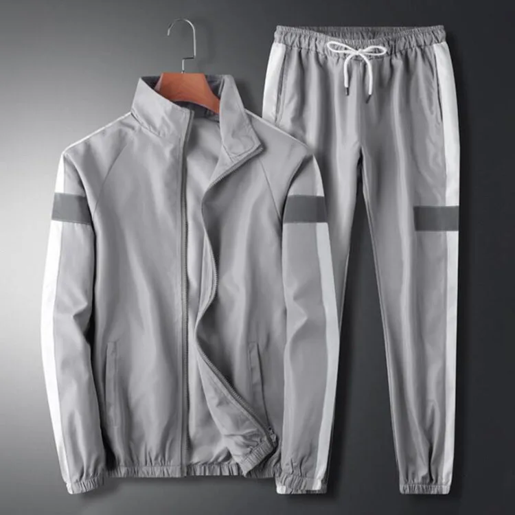Autumn Men Reflective Tracksuit Set Casual Sweatshirts+Pants 2pcs Hip Hop Patchwork Two Piece Set for Men Clothing