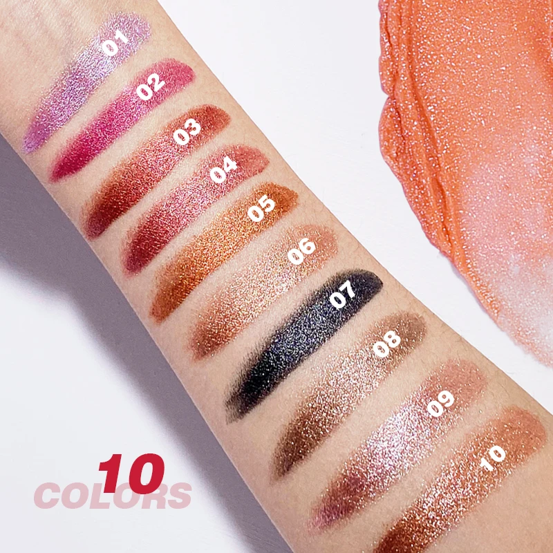 Pudaier 24 Hours Long Lasting Matte Shinny Lipstick Wholesale Vegan Glitter Metallic Lipstick Shimmer 10 Colors Private Label