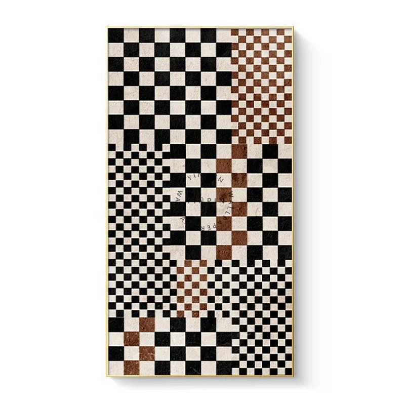 Factory Sales Block Chessboard Diamond Crystal Porcelain Art Painting for Wall