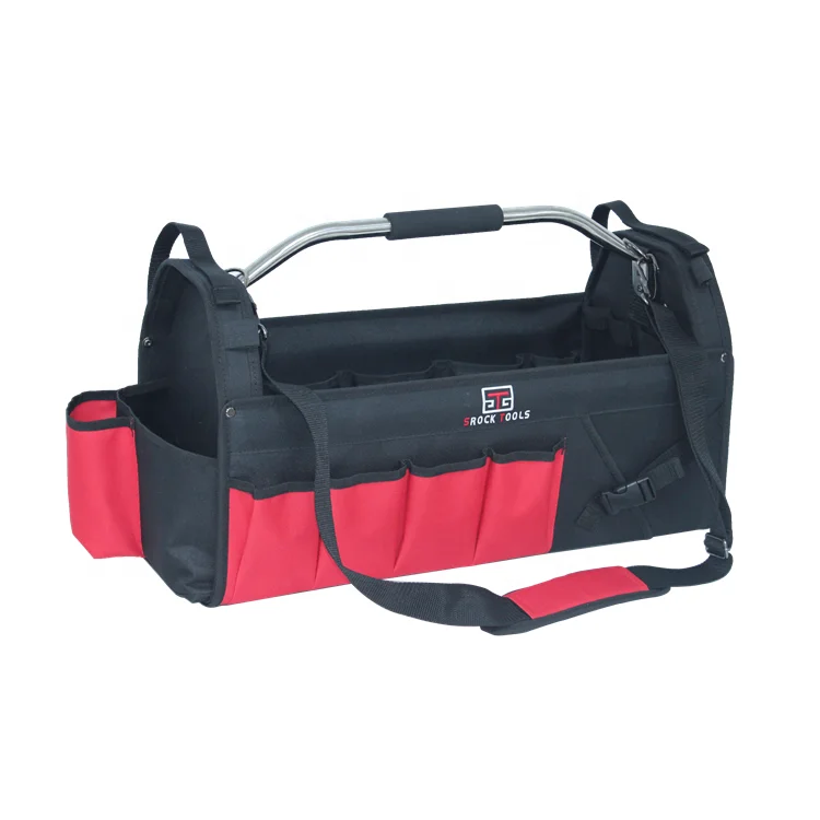 22 inch Rigid Frame Open-Top Portable Tote Tool Bag With Steel Handle And Sponge Grip