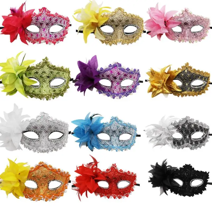 CMJBUHR 8 Masques De Mascarade En Dentelle + Bandeaux - Masque Vénitien Femme Carnaval