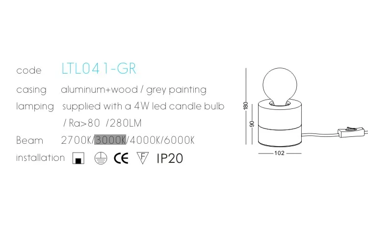 PASSUN New Product 4w Bulb Easy Replaceable LED Wooden Table Lamp