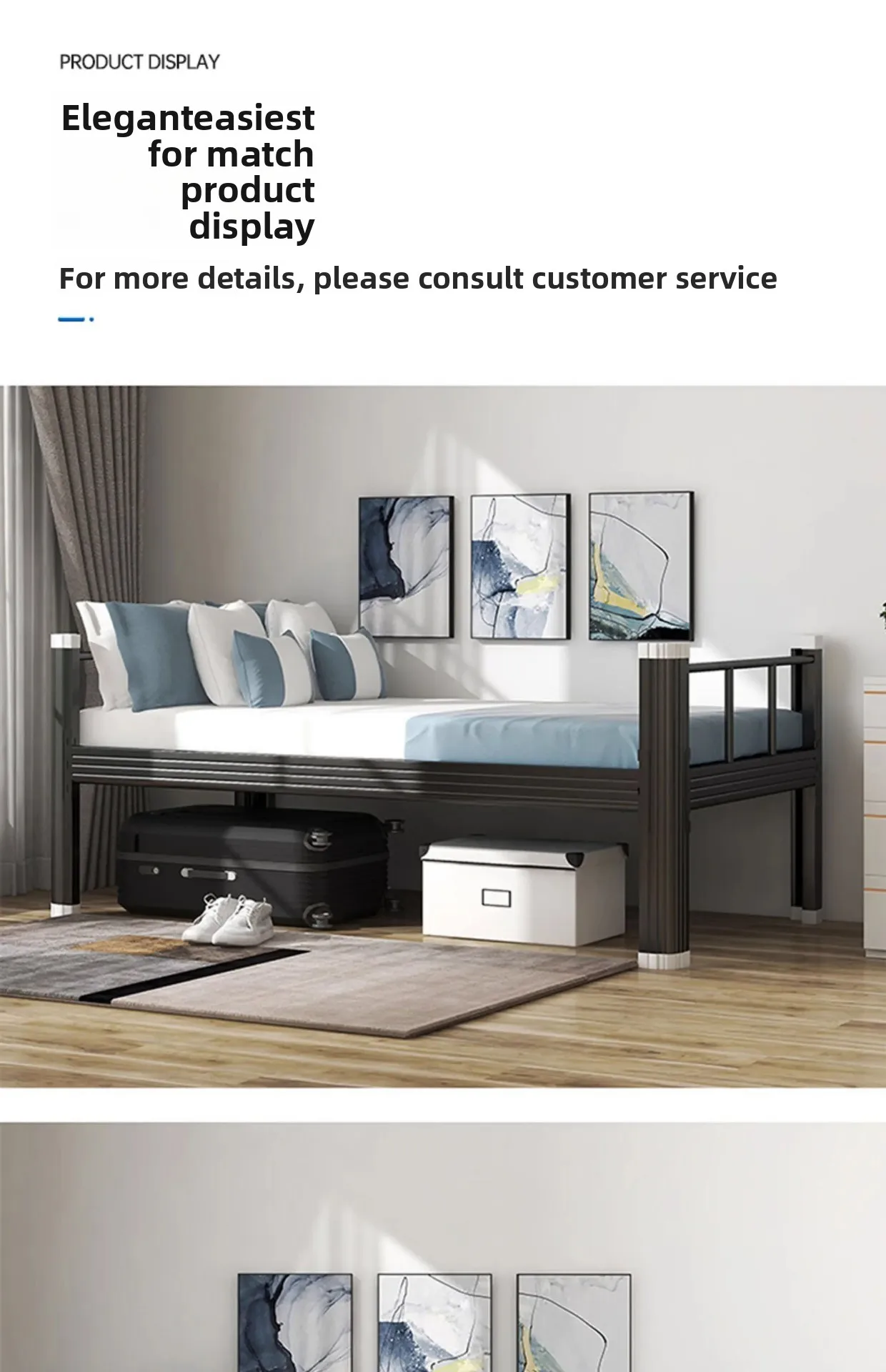 product hot selling luxury dormitory iron bed ladder durable simple double bunk staff modern design style metal frame school furniture-13