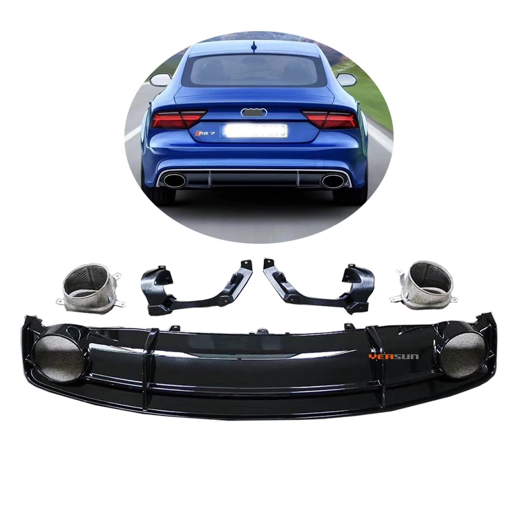 Difusor Trasero De ABS Para Audi A7 C7 Facelift - Negro Mate, Fabricado En Alemania, Requiere Instalación Profesional