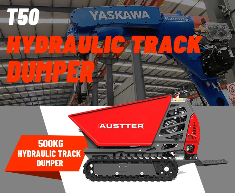 OEM ODM TUV Rheinland CE Approved Hydraulic 212cc 7HP 500Kg Mini Track Crawler Dumper Transporter for Mine Cement Concrete