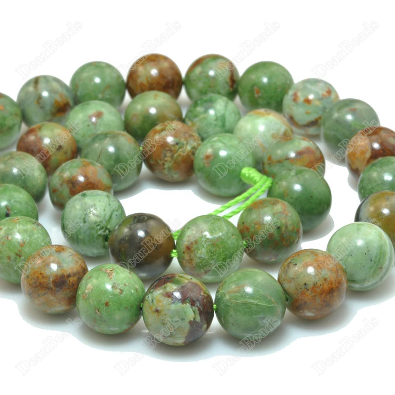 Natural African Green Opal Gemstone Round Loose Beads 4mm 6mm 8mm 10mm 15.5" 