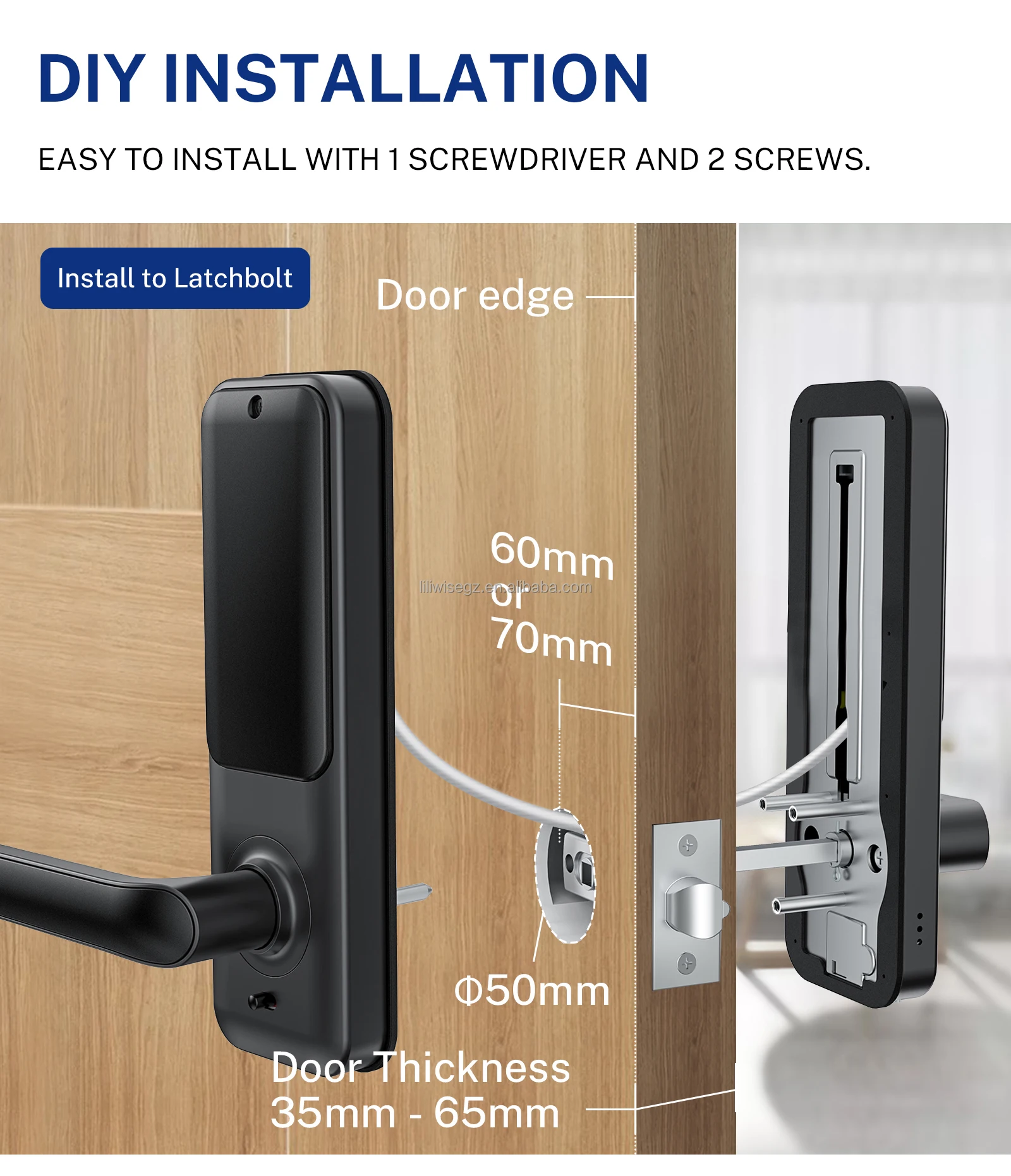 Smart Digital Door Lock with Biometric Fingerprint 35-75mm Door Thickness Multiple Unlock Methods and Cloud Storage 6