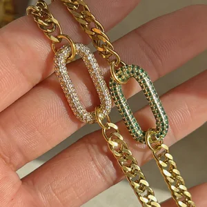 Fashion Luxury Women's 18K Gold Plated Stainless Steel Zircon Jewelry Set Wedding Engagement Anniversary Gift Earrings Necklace