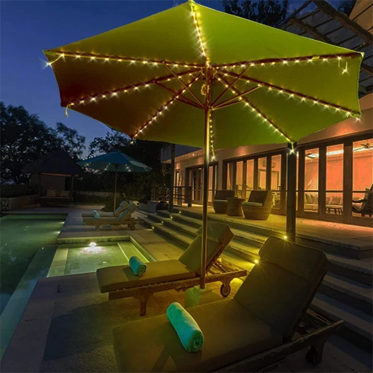 diy umbrella lights patio Outdoor Solar Day Night Sensor 7-9ft 6-Rib The Easiest DIY Outdoor String