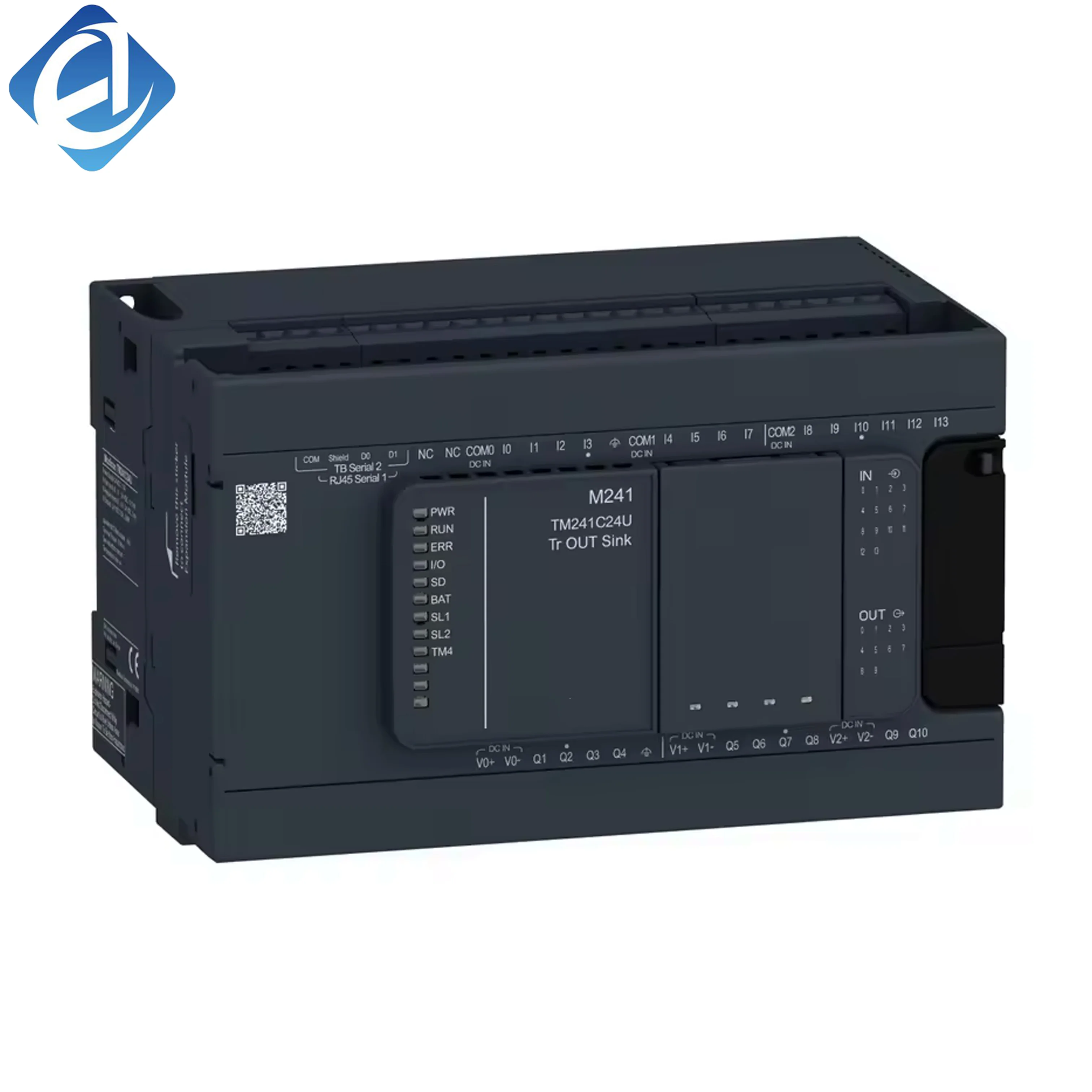 New Original TM241C24U  Modicon TM241 series compact PLC controller. With 24 onboard I/O points, universal input/output and rich communication functions. It delivers stable logic control, flexible programming