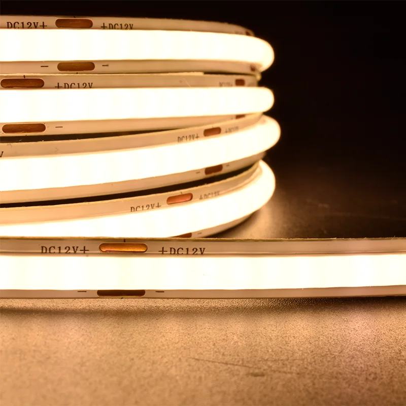 12V Thick Gel SMD COB LED Strip 240 LEDs/m 8mm Dotless for Cabinet Showcase Shelf Linear Lighting