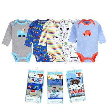 Wholesale Infants Bodysuits Newborn Baby Clothes for Boy Girl Onesie 100% Cotton Gift 5 Pack Printed Embroidery Baby Romper Set