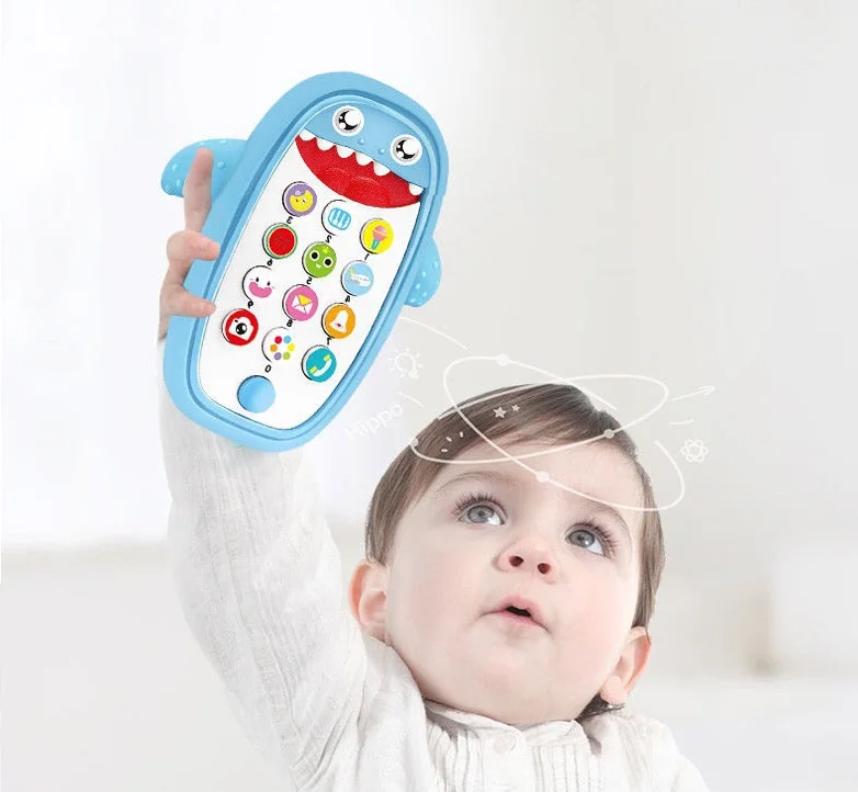 
 Милый мобильный телефон с изображением акулы музыка и легкая пластиковая кипяченая детская игрушка  