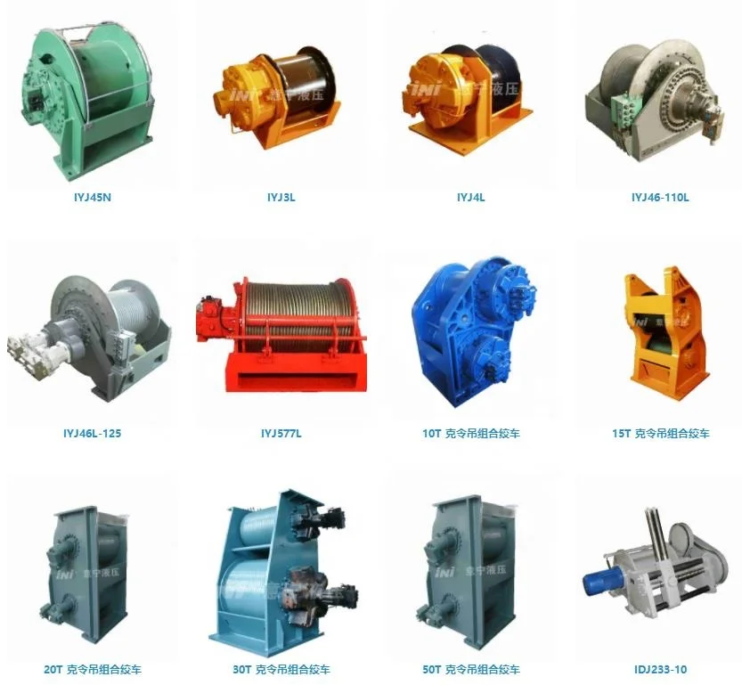 INI Grooved Automatic Safe Fail Brake Drum 15 Ton Hydraulic Winch