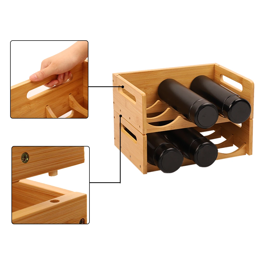 Kitchen 2 Pack 4slot Hold 8 Bottles Pantry Water Bottle Storage Rack