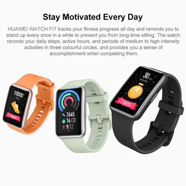 Original Huawei WATCH FIT Smart Watch Men & Women, Elegant Version,1.64 inch Amoled Color Screen,Support Fast Charging