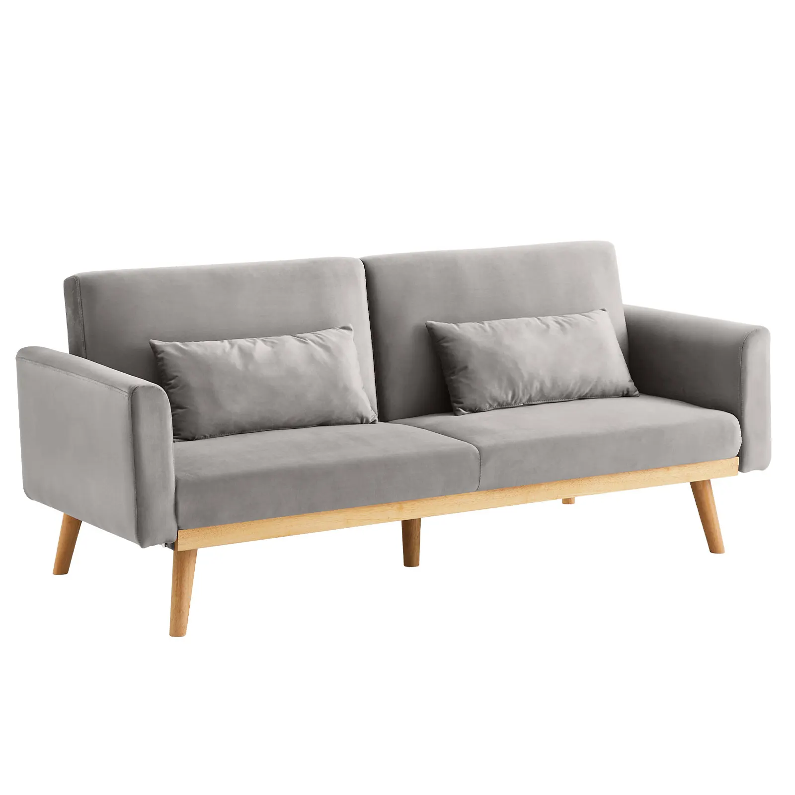 HonTop Divano Letto Pieghevole In Velluto Con Memory Foam | Singolo Con Cuscini Lombari E Testa | Grigio Scuro - 2