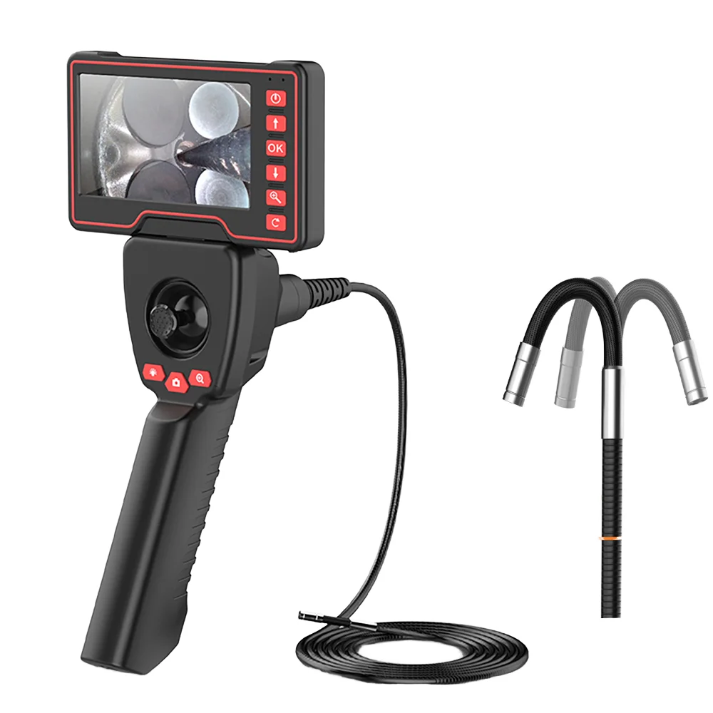 Endoscop video flexibil pentru inspecție industrială, modul medical mini portabil HD cu cameră duală și monitor