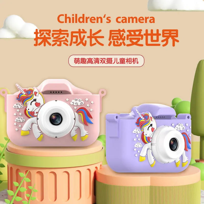 New X10S Photo Video 4800W HD Dual Camera New Cartoon Unicorn Children Toy  Digital Camera Factory Wholesale