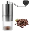 silver*coffee grinder*Beach handle+SS lid+Ceramic burr