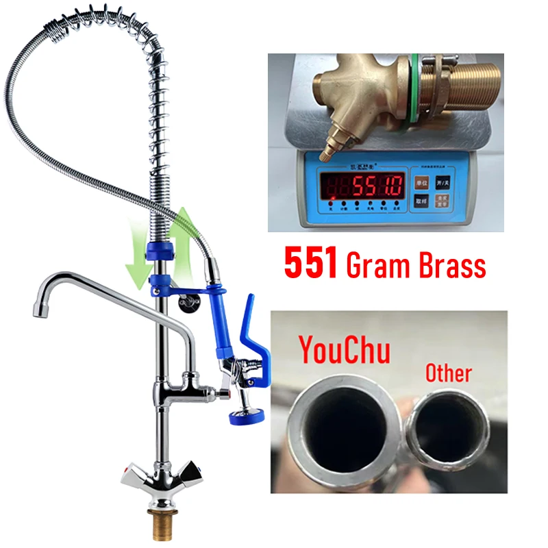 Регульована висота EasyInstall Блок попереднього змиву Кран з пружинним механізмом Настільний кран Комерційний блок попереднього змиву Подвійні маховики