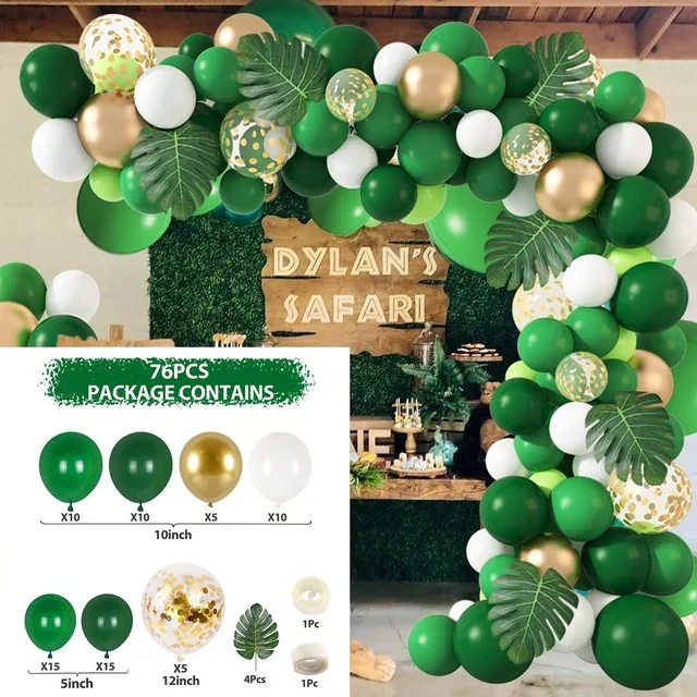 Hot Sale Green Balloon Garland Arched Chain Wedding Birthday Jungle Wild Terrace Party Balloon Set Decoration