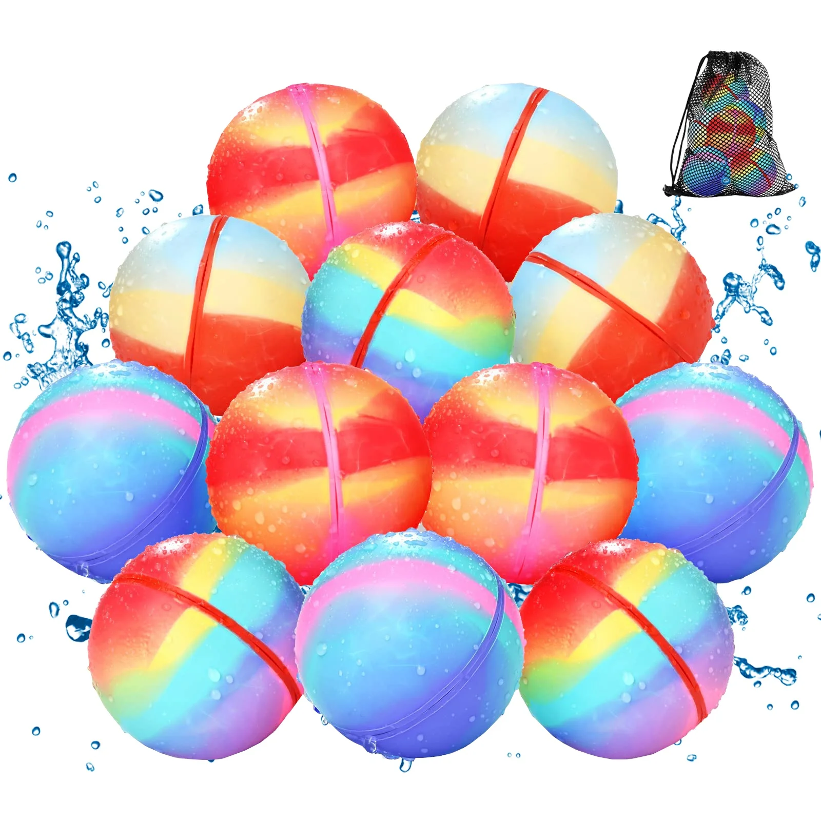 Magnetic Reusable Water Balloon With Mesh Bag Soppycid Refillable Water ...