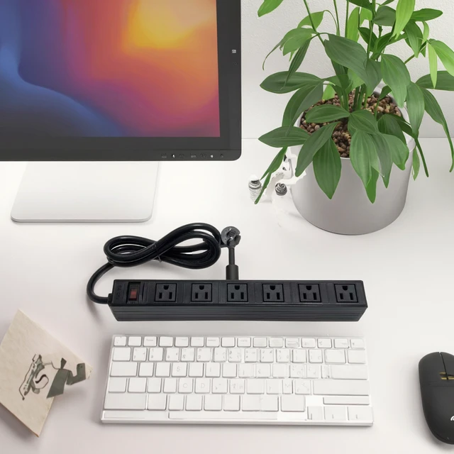 American-Standard Socket 1U 19INCH USA Type 12A PDU 6 Outlet Power Strip with Switch for Server Rack 6-way PDU Sockets Switch