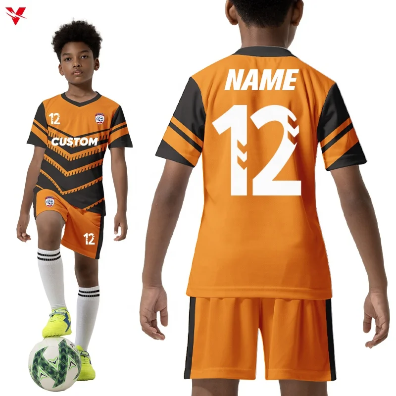 Custom Children's Football Kits Sublimation Embroidery