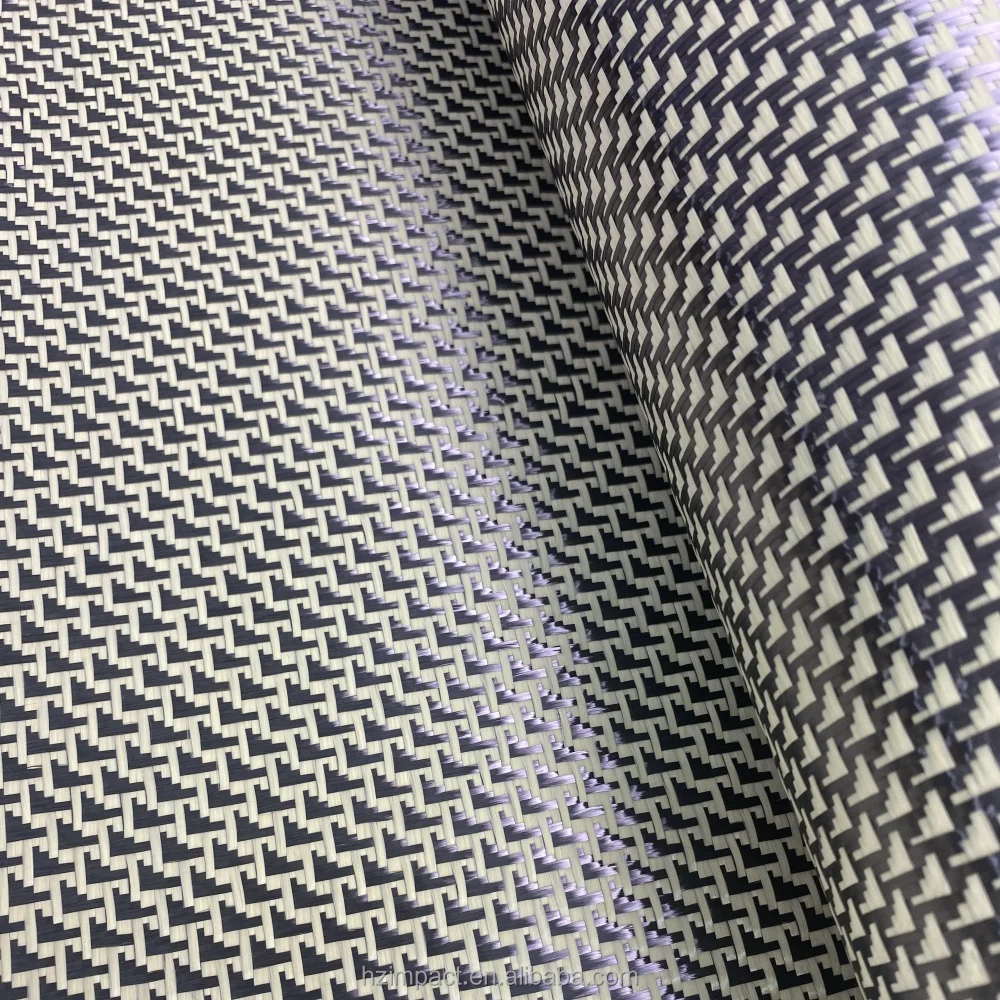 Airplane Yellow Black 3k 280gsm Carbon Fiber Kevlar Woven Fabric Jacquard Carbon Cloth