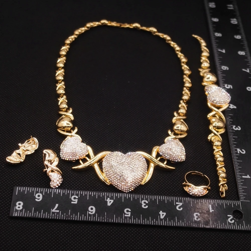 Gold Plated Xo Necklace Set Gold Women Hugs Kisses Xo Necklace