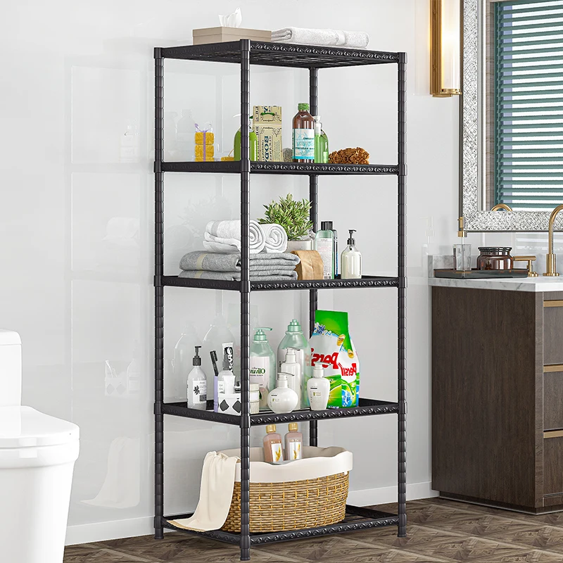 Multifunctional Storage Rack with  5 Floors Metal Storage Holders Racks Organizer Kitchen and Bathroom Adjustable Storage Rack
