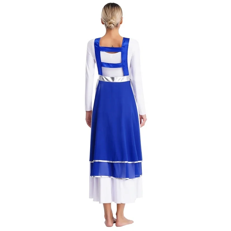 blue praise dance dress Body Wrappers Praise Dance Asymmetrical Bell Sleeve Dress main image 1