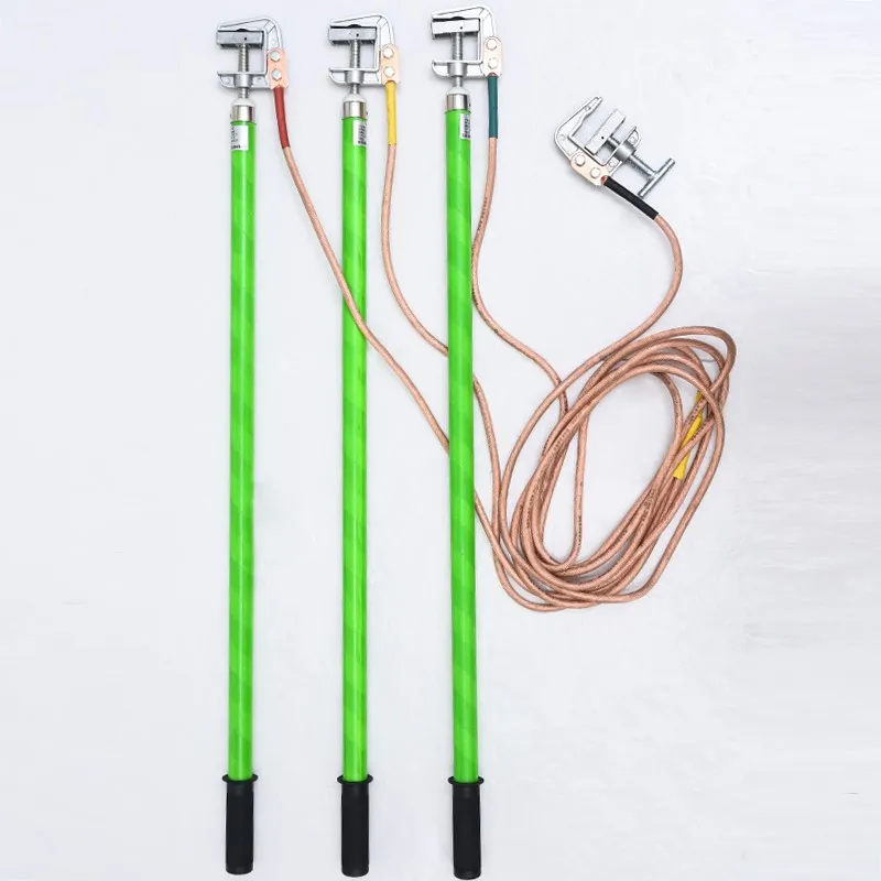 RunZe 3/4 Phases High Voltage Earthing Set with Fiberglass Grounding Sticks Nd Clamp Ground Rod (0.4kv-500kv for Power Stations)