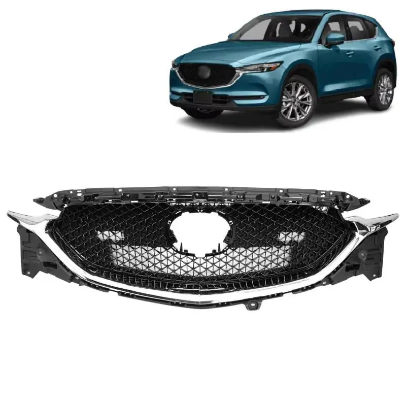 مجموعة شبكة أمامية ABS للسيارة Wo/شعار شبكة سوداء مطلية مع قالب كروم سفلي لـ 2017-2019 Mazda Cx5 oem MA1200215