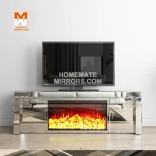 New Design Hot Mirrored TV Stand with Fireplace