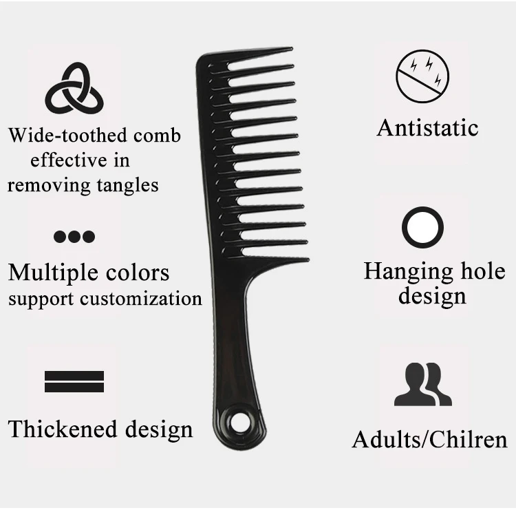 Factory Wholesale Plastic Wide Tooth Comb Home Hairdressing Comb High Quality Curly Hair Detangling Comb
