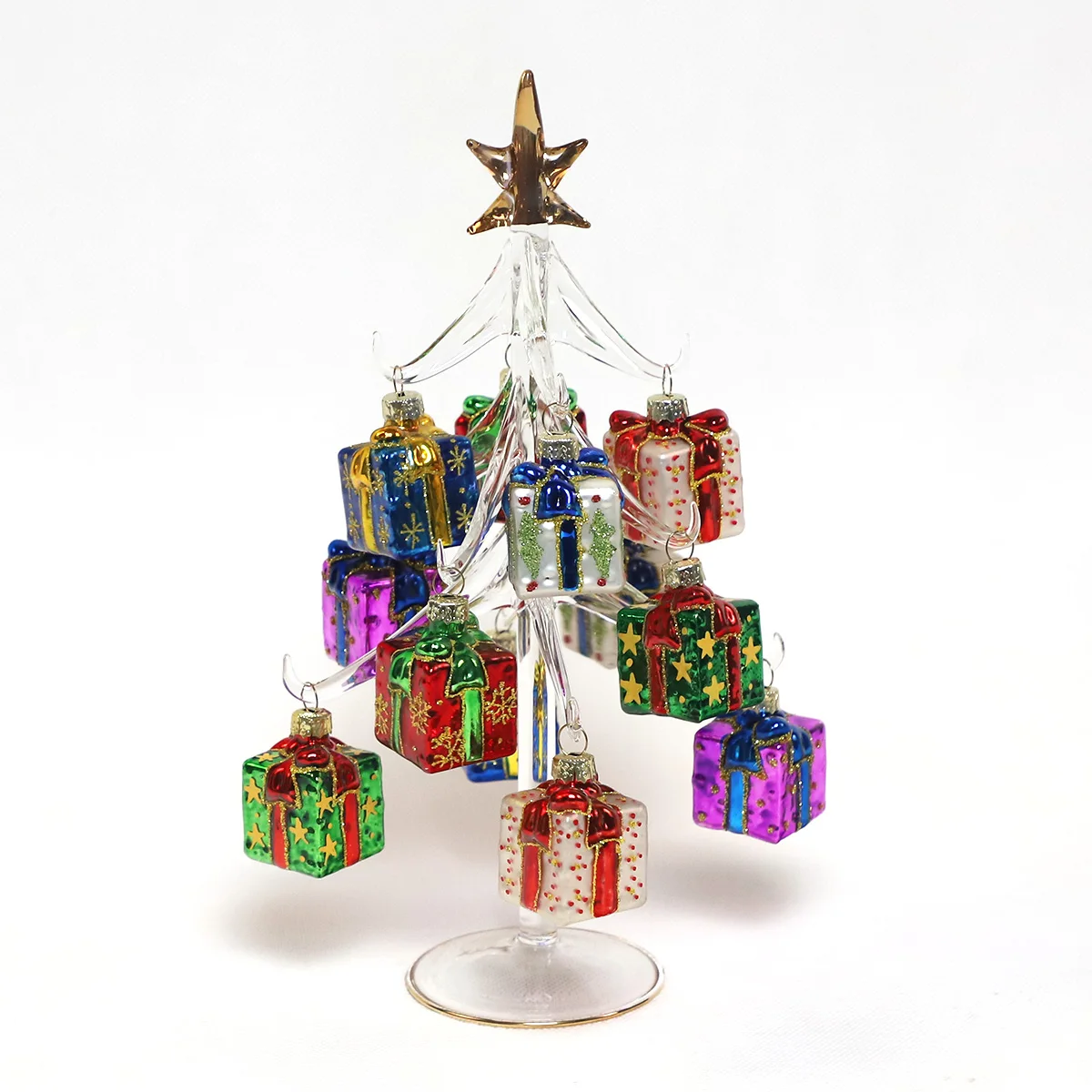 Fine glass ornaments interchangeable charms glass decorated christmas tree for sale gift